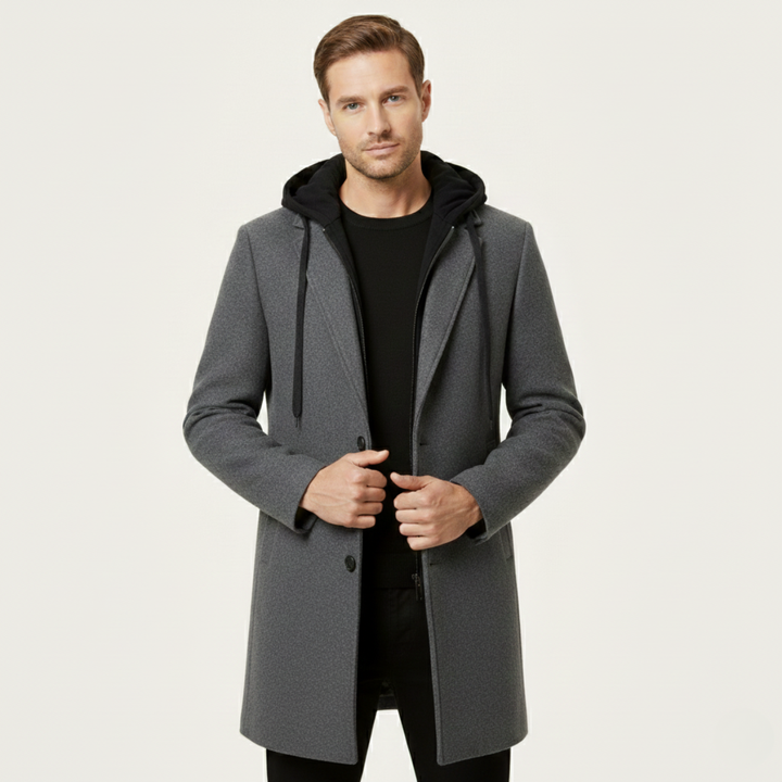 Freja Andersen | Herre med hætte uld Overcoat med quiltet Lining