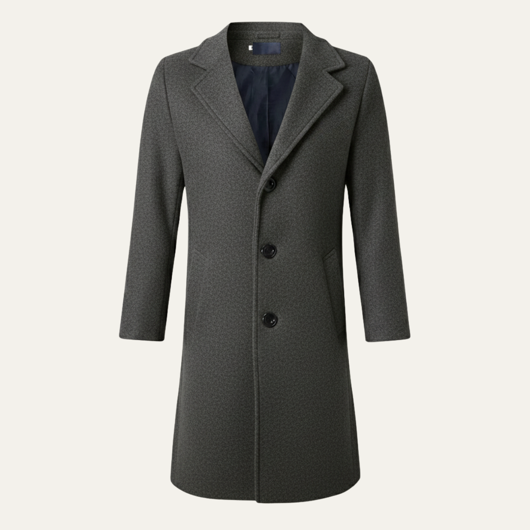 Freja Andersen | Herre lang dobbeltknappet uldblanding stilren Overcoat
