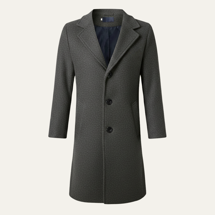 Freja Andersen | Herre lang dobbeltknappet uldblanding stilren Overcoat