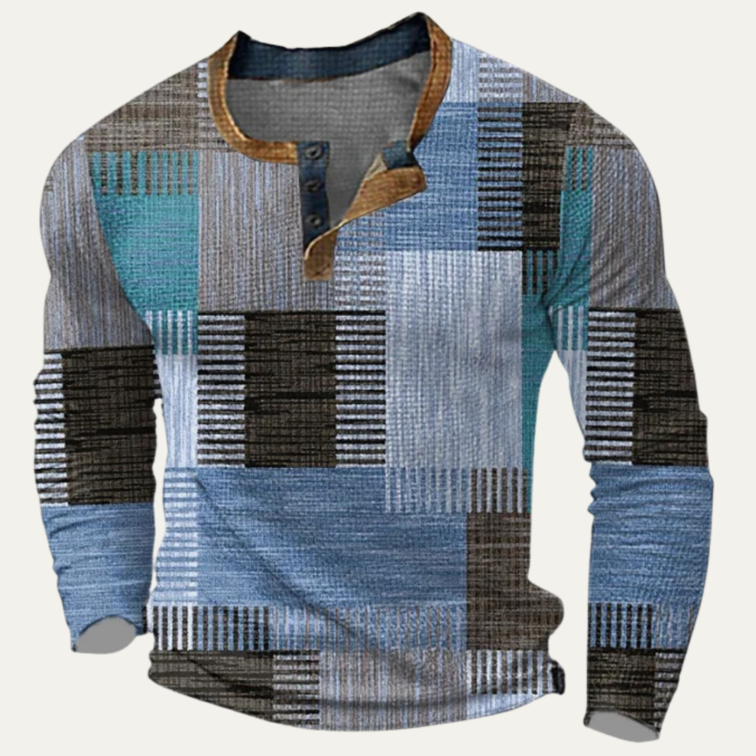 Freja Andersen | Herre tekstureret Patchwork Design poloshirt