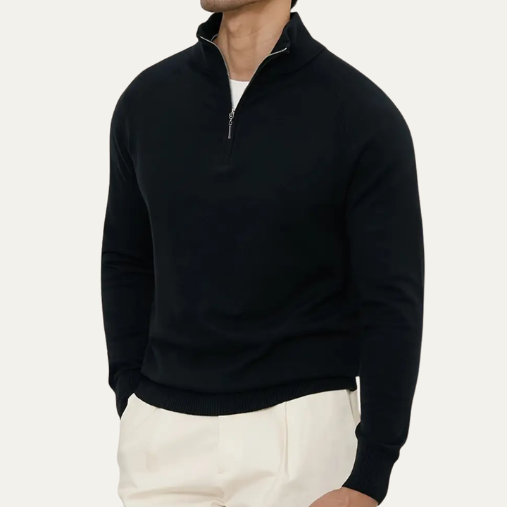 Brookline Ridge herre klassisk Mock Neck halv lynlås kashmir trøje