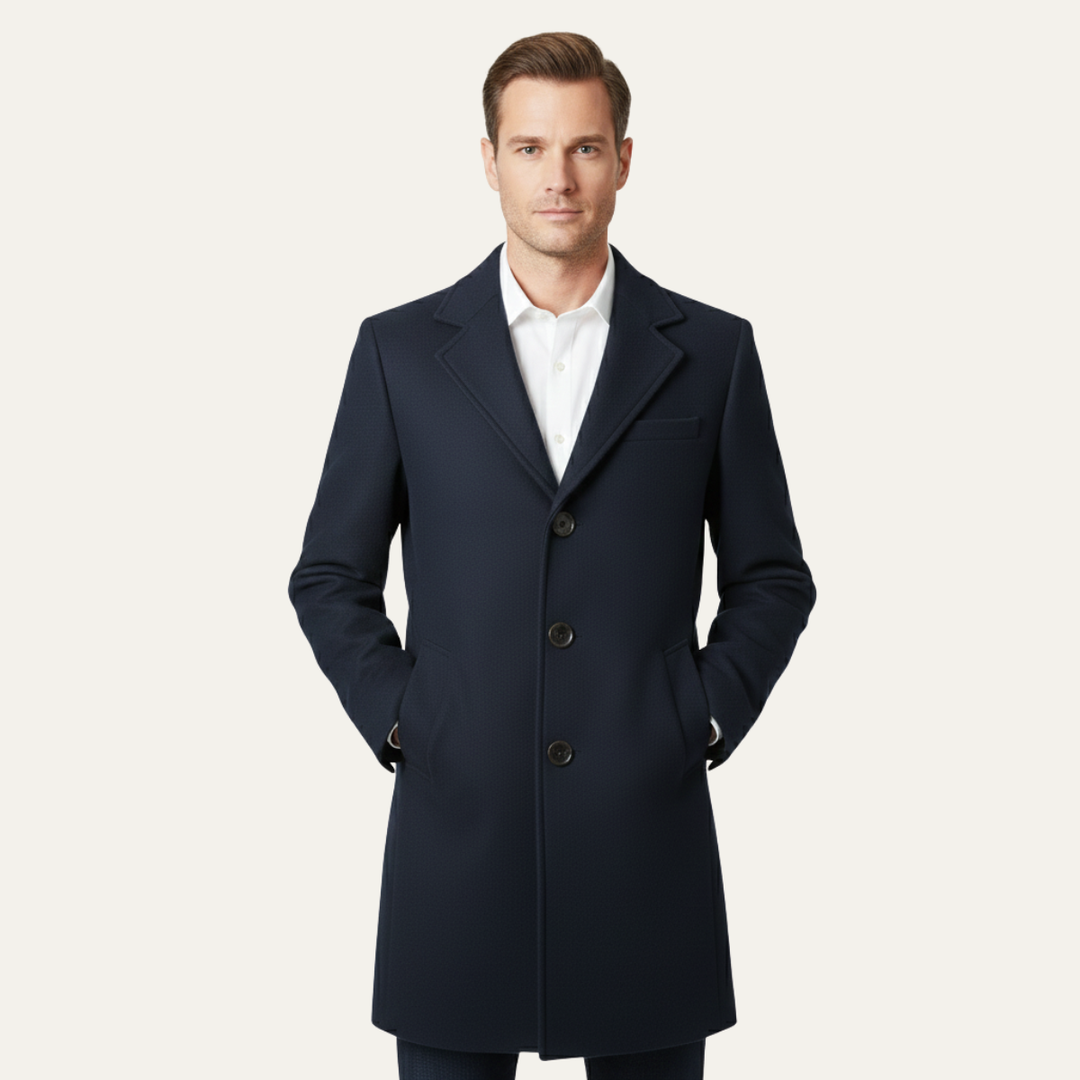 Freja Andersen | Herre lang dobbeltknappet uldblanding stilren Overcoat