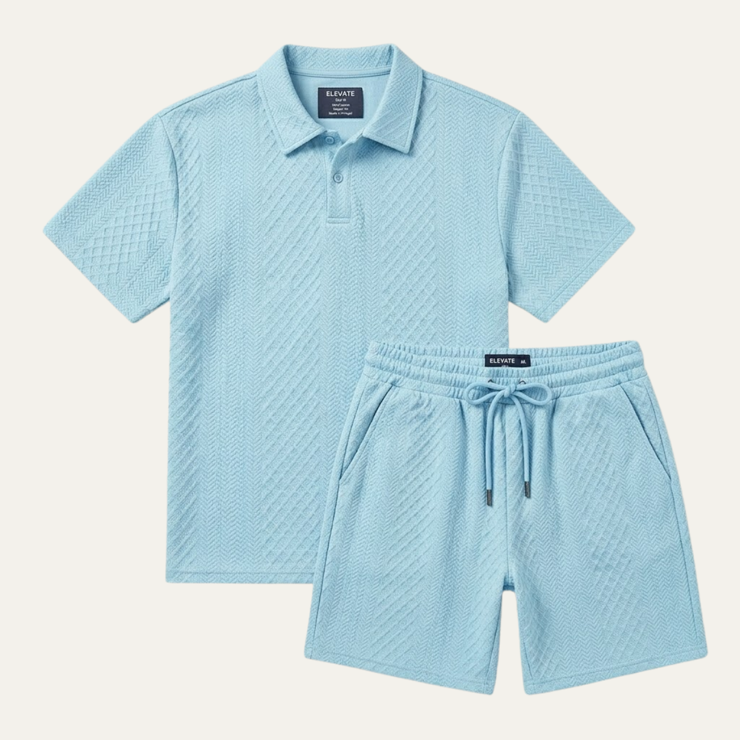 Surrey | Herre sommer Jacquard polo & shorts sæt - let Beach Outfit