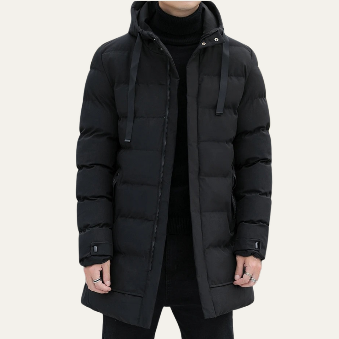 Freja Andersen | Herre Stylish Longline sort puffer frakke