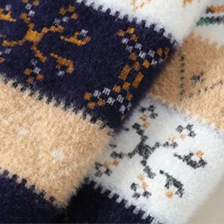 Preston | Herre Fleece rund hals strik trøje med Nordic Pattern