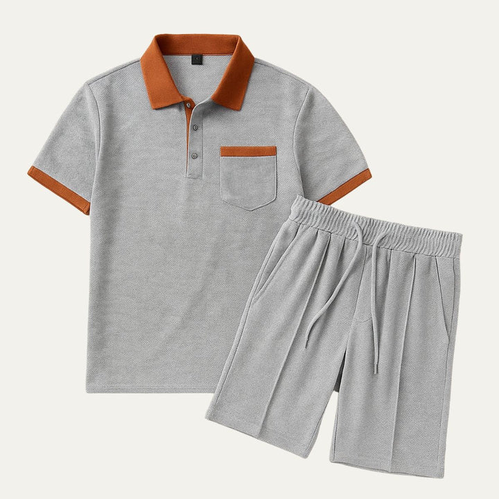 Capri bomuld sæt - vintage polo & shorts matchende til mænd