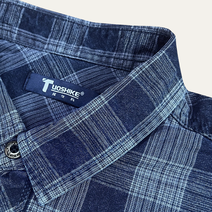 Foxwood Ridge herre Plaid denim skjorte med Chest Pockets