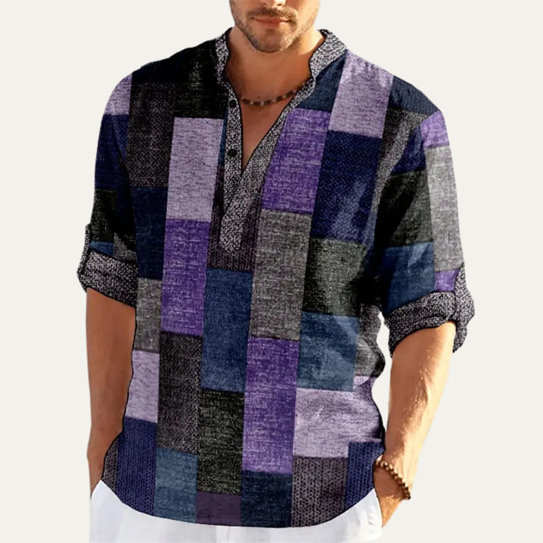 Freja Andersen | Herre Multicolour Patchwork afslappet poloshirt