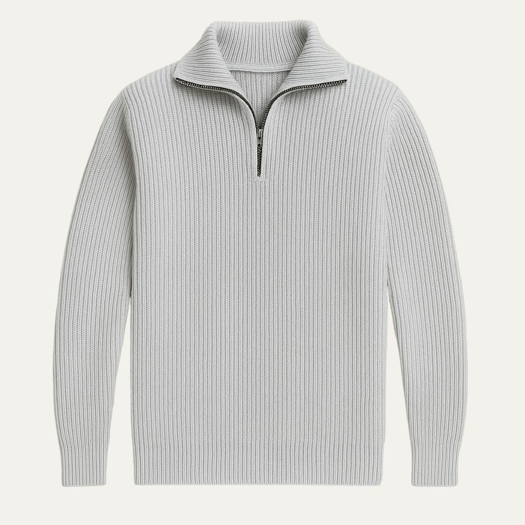 merino strikket kvart lynlås trøje