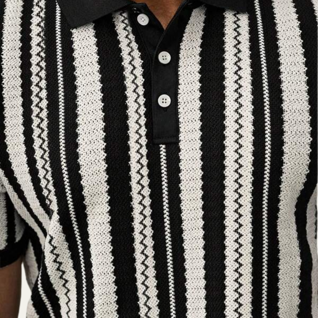 Freja Andersen | Herre stribet strik poloshirt
