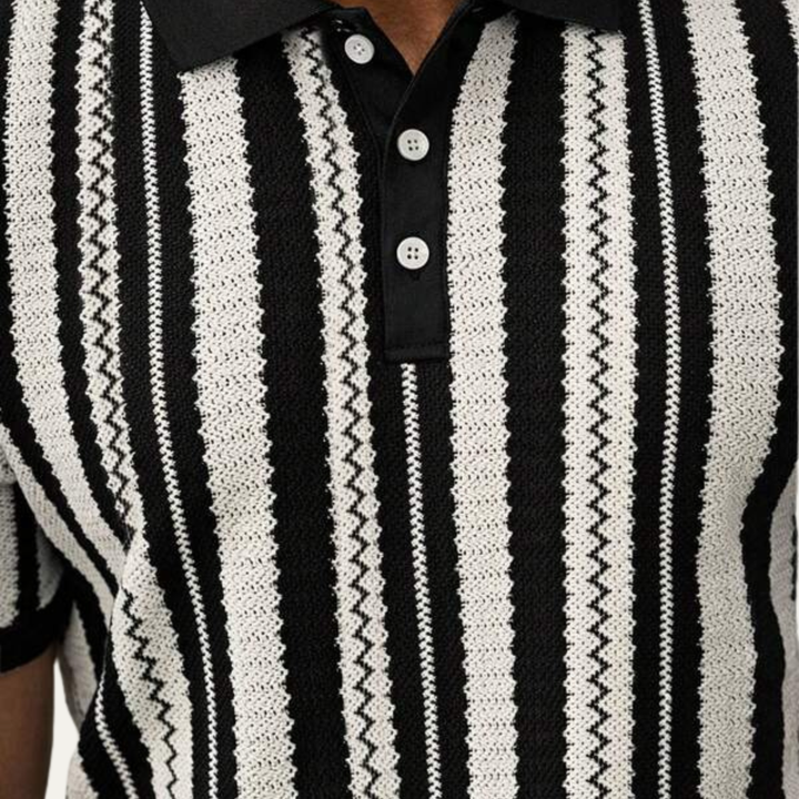 Freja Andersen | Herre stribet strik poloshirt