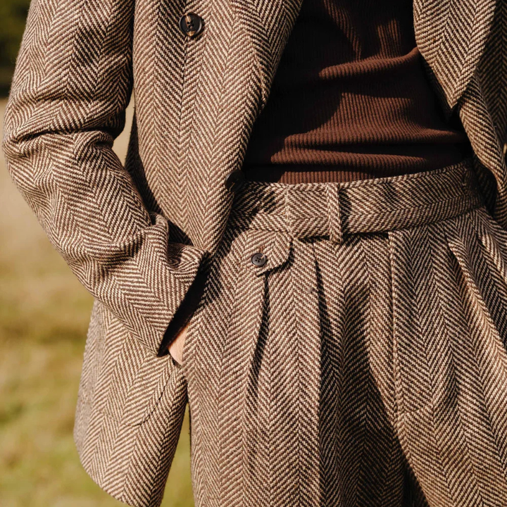 Freja Andersen | Herre sildeben tweed jakkesæt - dobbeltknappet blazer and bukser sæt