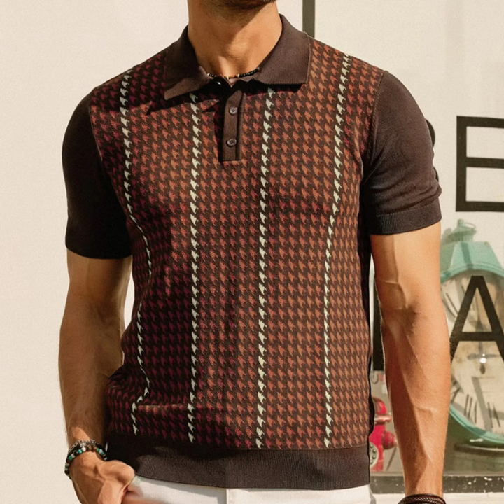 Freja Andersen | Herre Contrast Pattern strik poloshirt