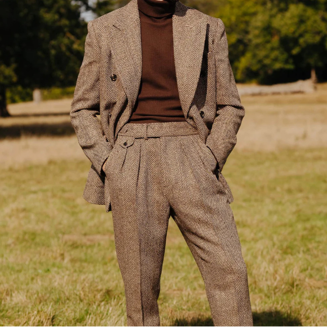 Freja Andersen | Herre sildeben tweed jakkesæt - dobbeltknappet blazer and bukser sæt