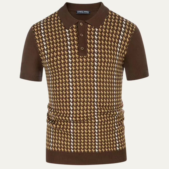Freja Andersen | Herre Contrast Pattern strik poloshirt
