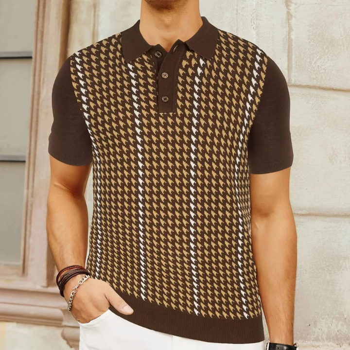 Freja Andersen | Herre Contrast Pattern strik poloshirt