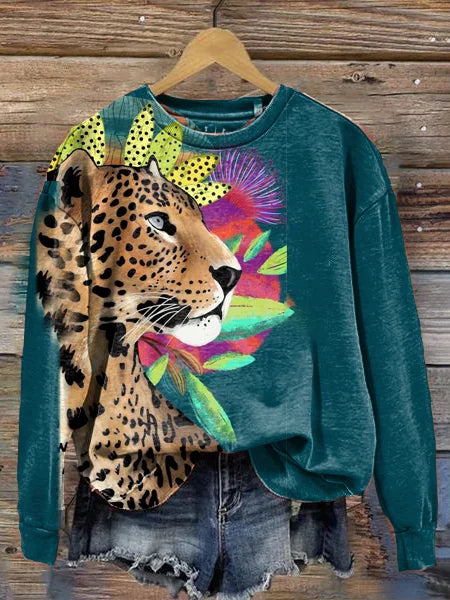 Sweater med rund hals og stilfuldt print — 4