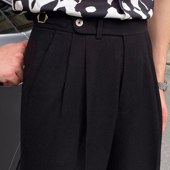 Freja Andersen | Herre slim fit høj talje plisserede pæne bukser