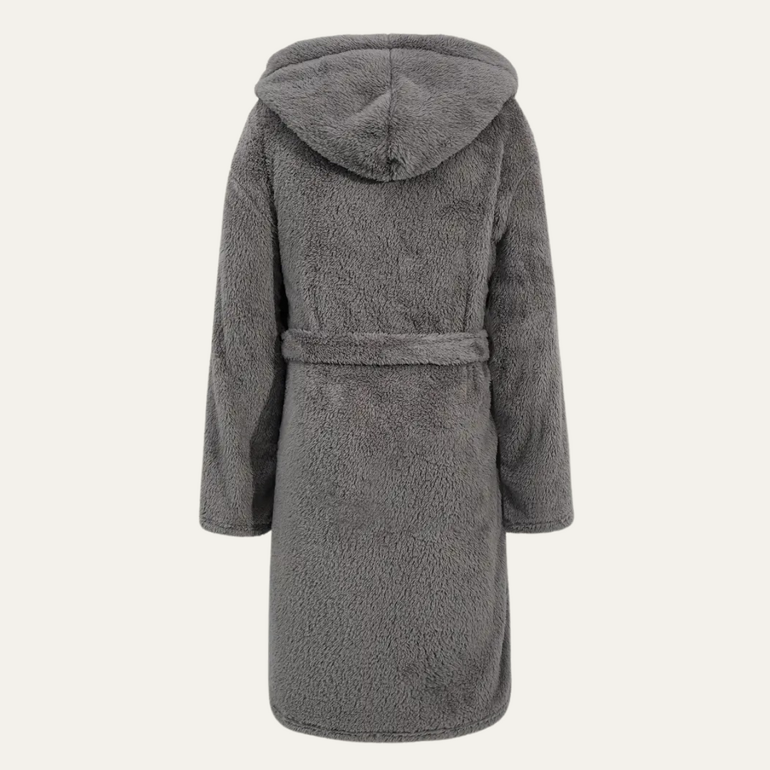 Freja Andersen | Herre grå Fleece med hætte badekåbe med bælte and Pockets