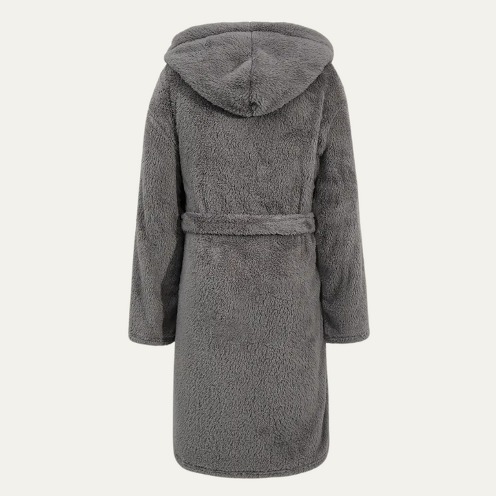 Freja Andersen | Herre grå Fleece med hætte badekåbe med bælte and Pockets