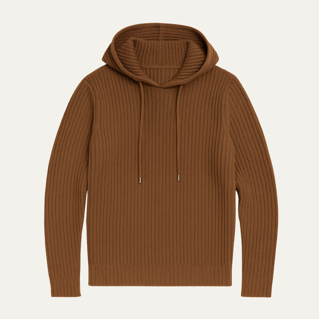 Freja Andersen | Herre slim fit snøre ribstrikket Hoodie trøje