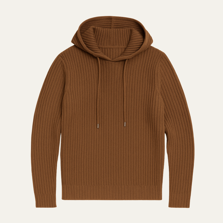 Freja Andersen | Herre slim fit snøre ribstrikket Hoodie trøje