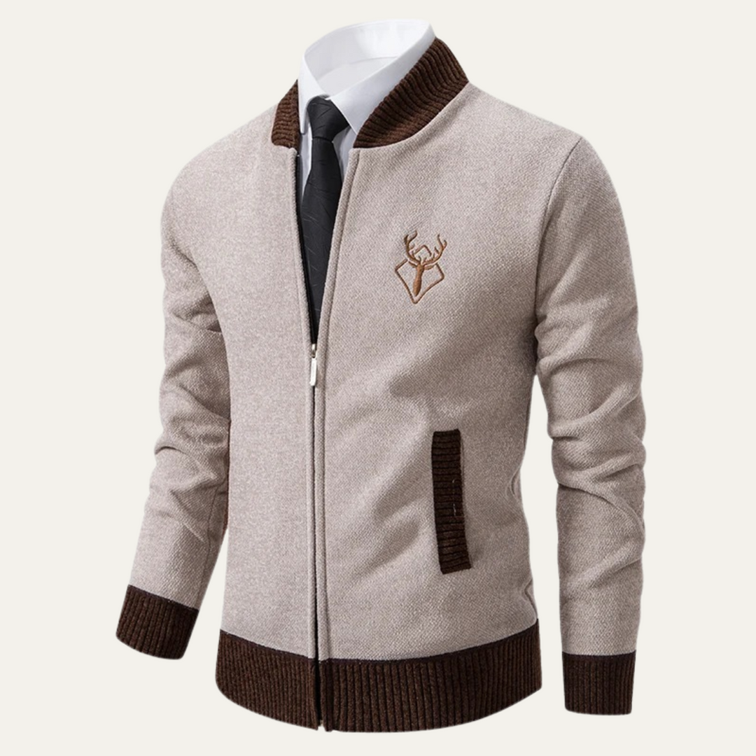 Clapham | Herre Embroidered stilren strik Zip trøje