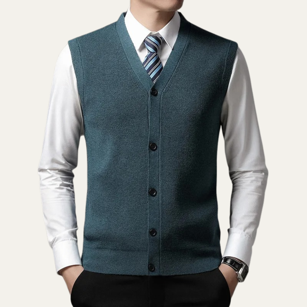 Freja Andersen | Herre stilren knap strik Waistcoat