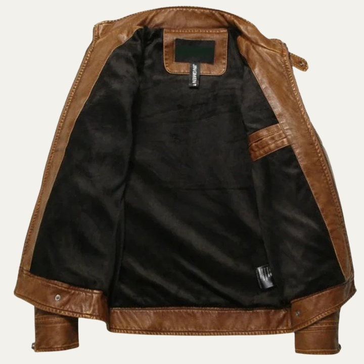 Freja Andersen | Herre klassisk Zip Up læder Biker jakke