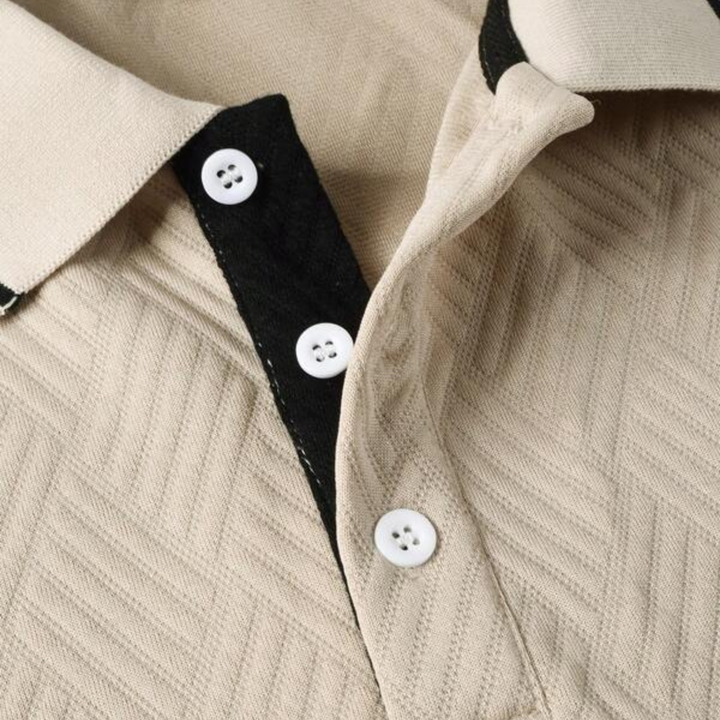 Freja Andersen | Herre abrikosfarvet tekstureret Elegant poloshirt