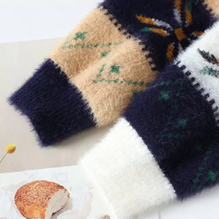Preston | Herre Fleece rund hals strik trøje med Nordic Pattern