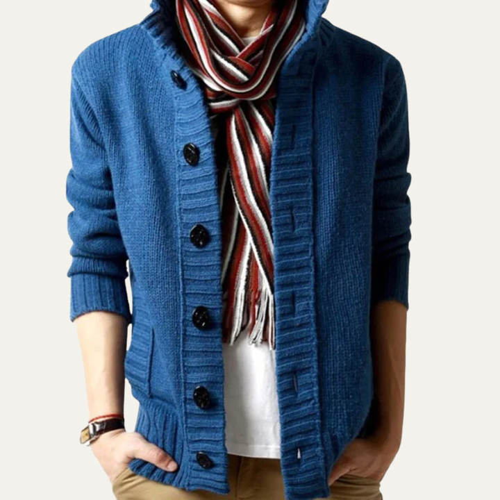 Athens | Herre vinter Front knap stående krave strik cardigan