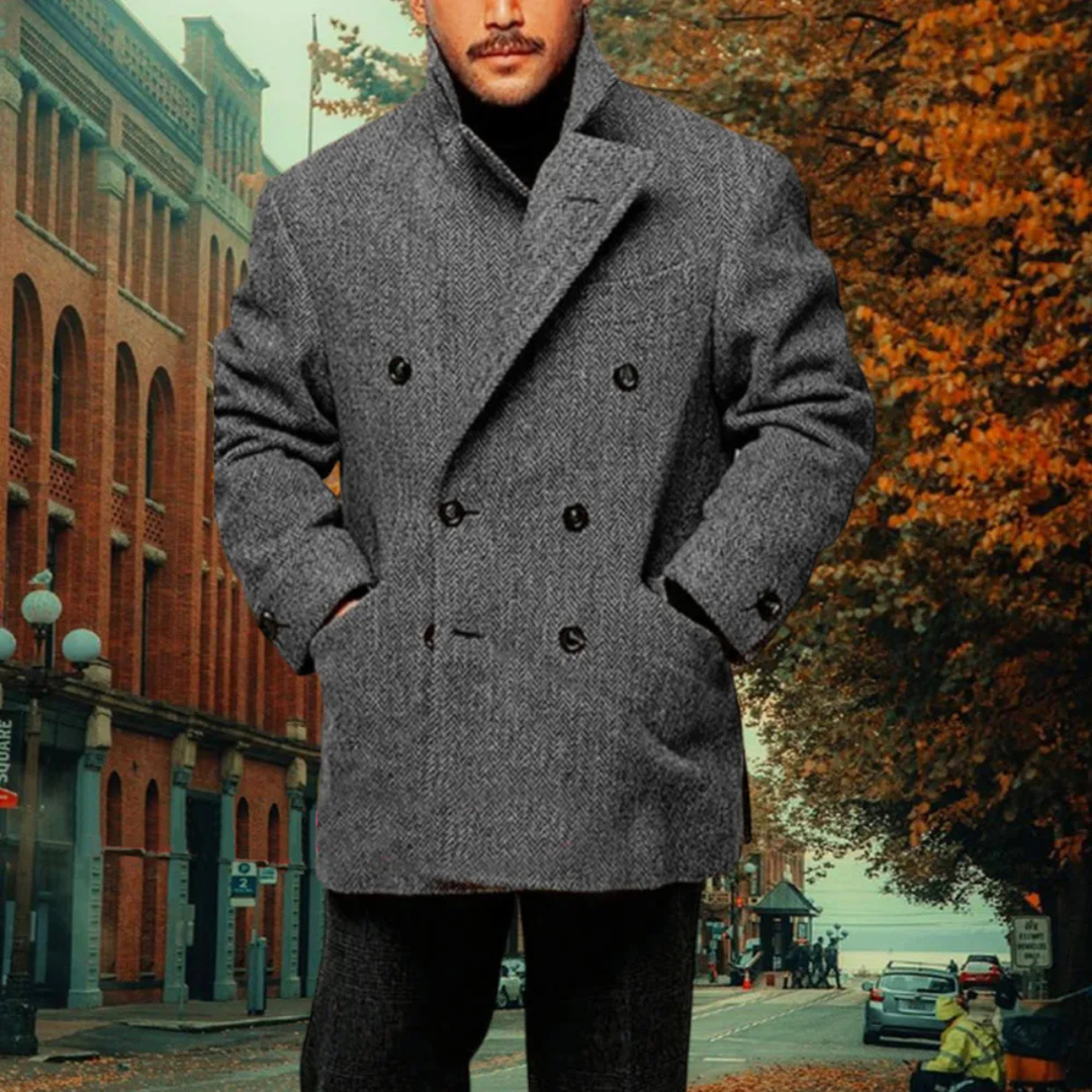 Freja Andersen | Herre vintage uldblanding dobbeltknappet tweed vinter blazer