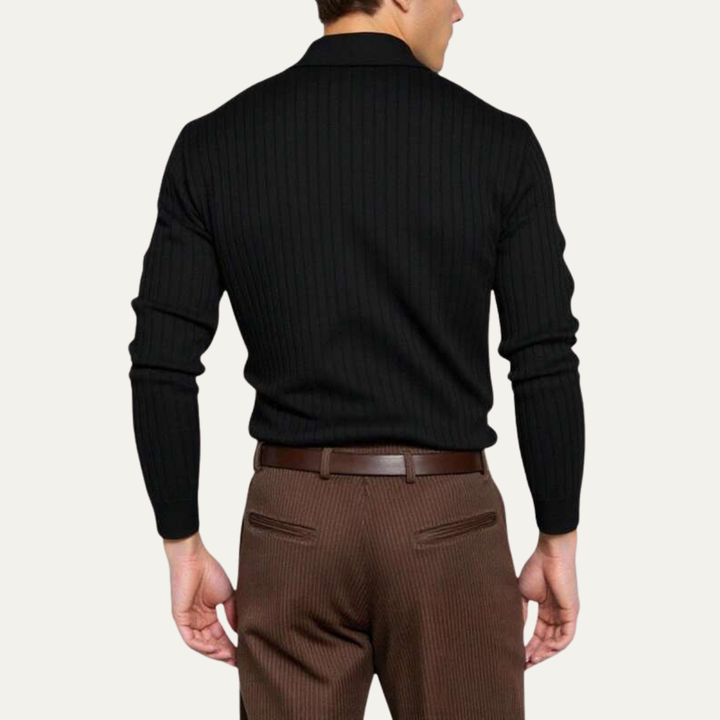 Ironcrest Hill herre afslappet langærmet ribstrikket poloshirt