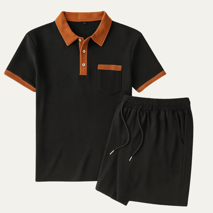 Capri bomuld sæt - vintage polo & shorts matchende til mænd