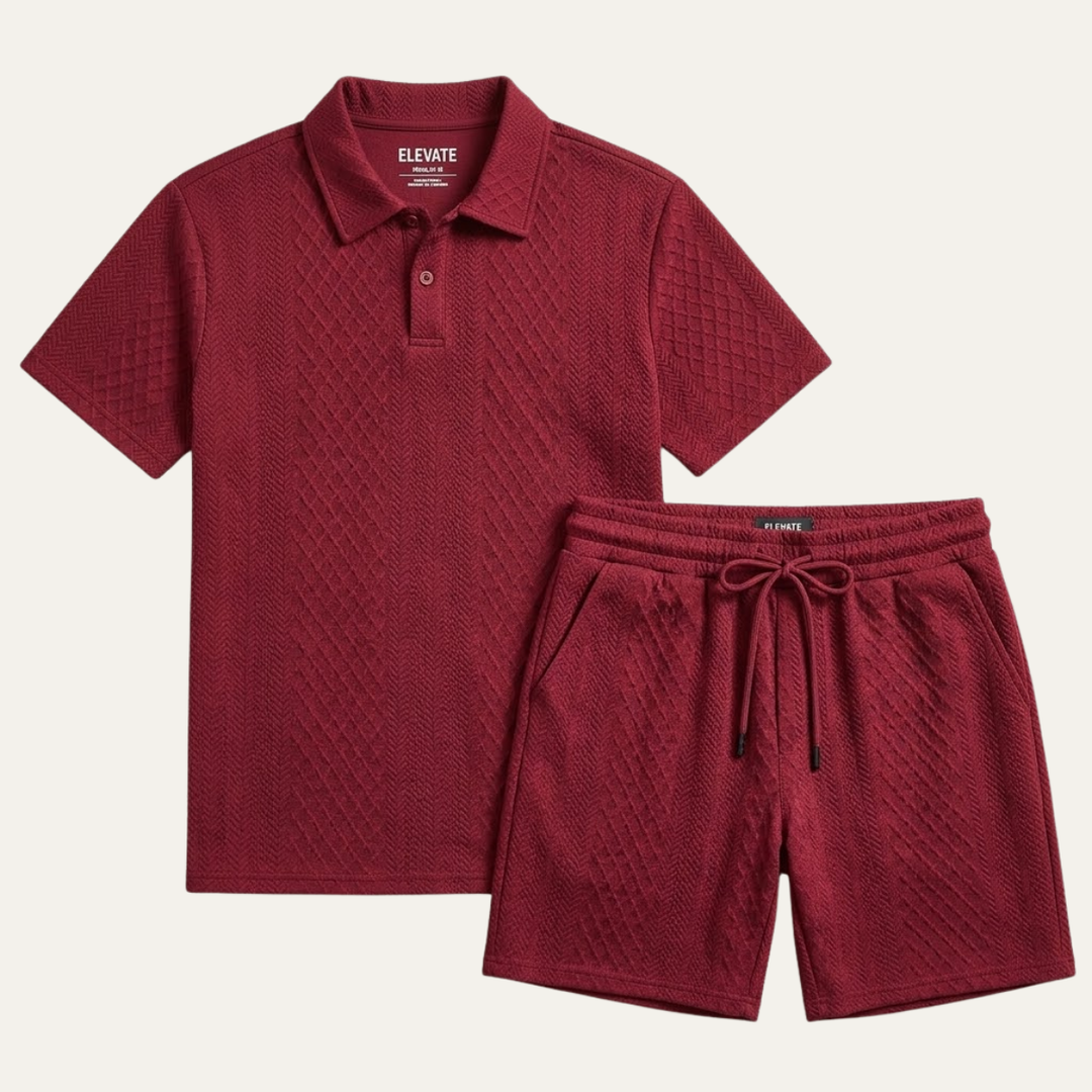 Surrey | Herre sommer Jacquard polo & shorts sæt - let Beach Outfit