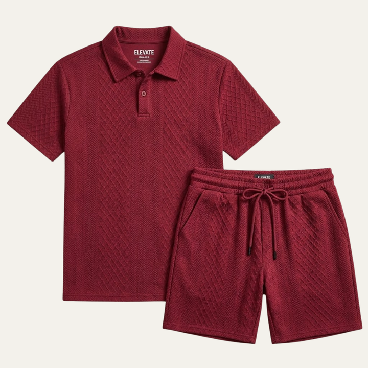 Surrey | Herre sommer Jacquard polo & shorts sæt - let Beach Outfit