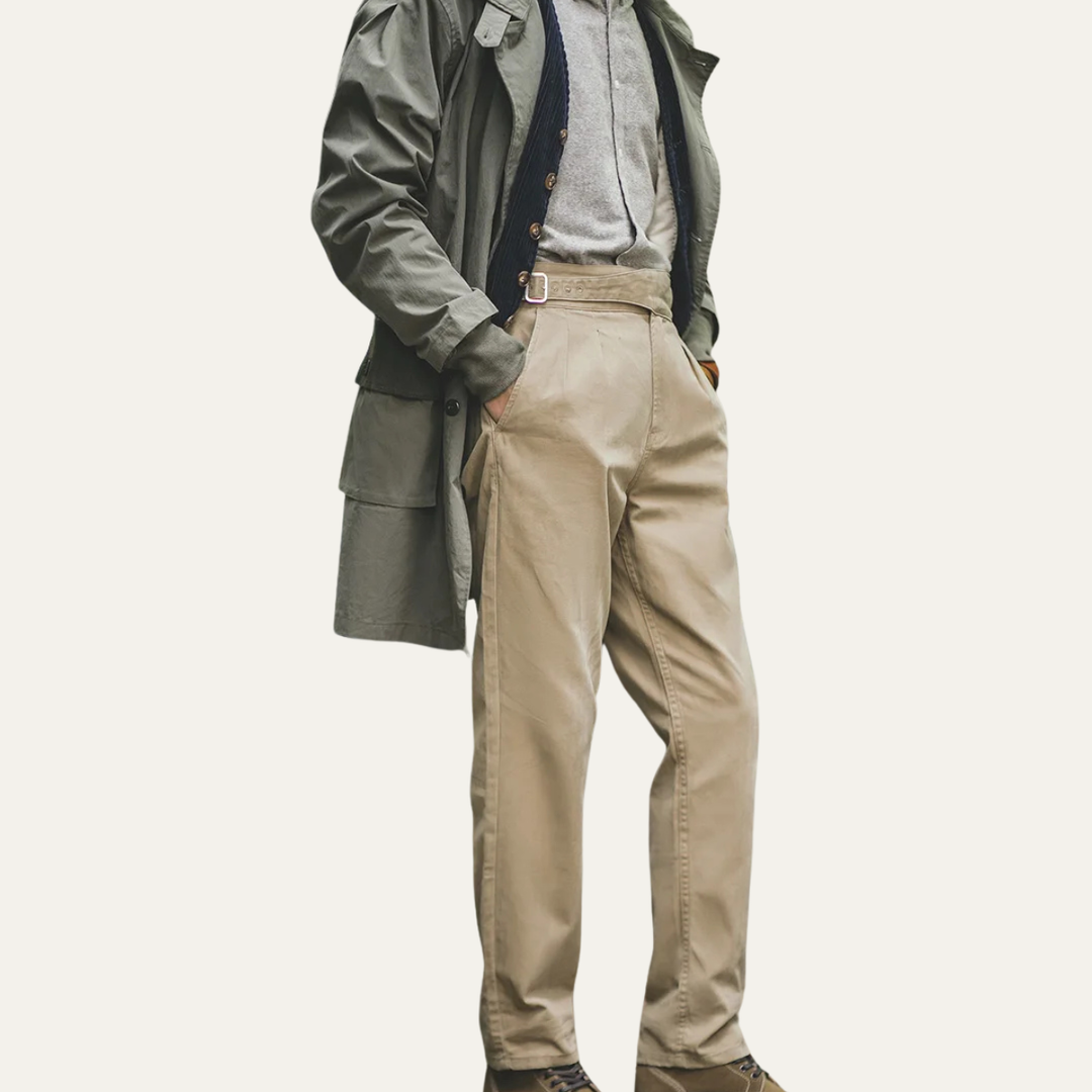 Como Lago herre vintage High Waisted Cargo Gurkha bukser