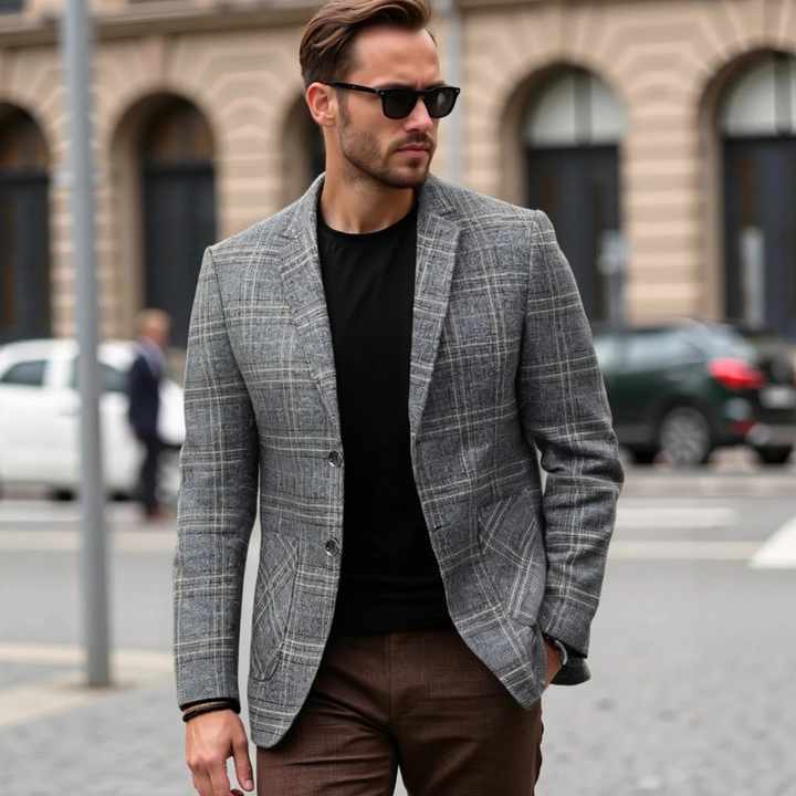 Freja Andersen | Herre stilren afslappet Checked let slim fit blazer