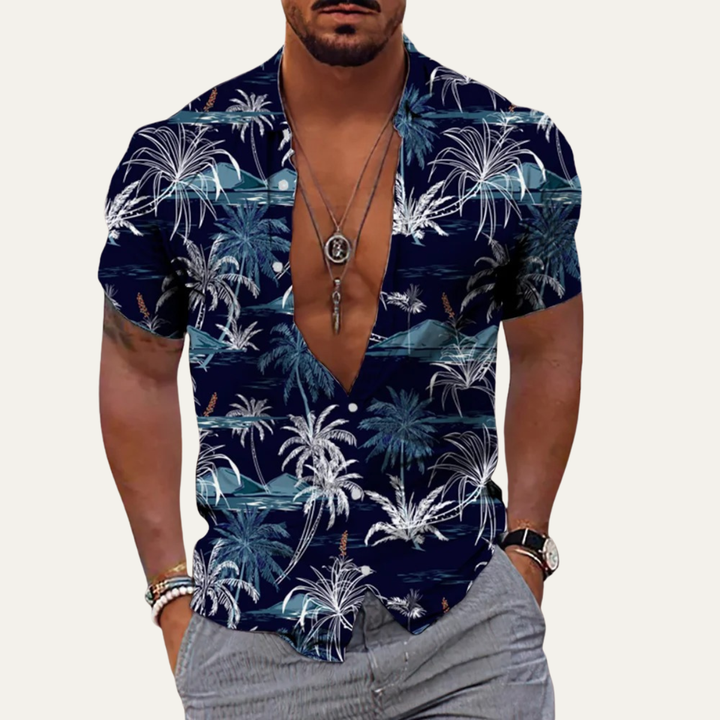 Freja Andersen | Herre afslappet Tropical Coconut mønster Hawaiian Beach skjorte