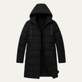 Freja Andersen | Herre stilfuld Longline sort puffer frakke