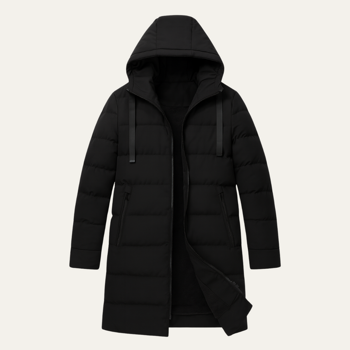 Freja Andersen | Herre Stylish Longline sort puffer frakke
