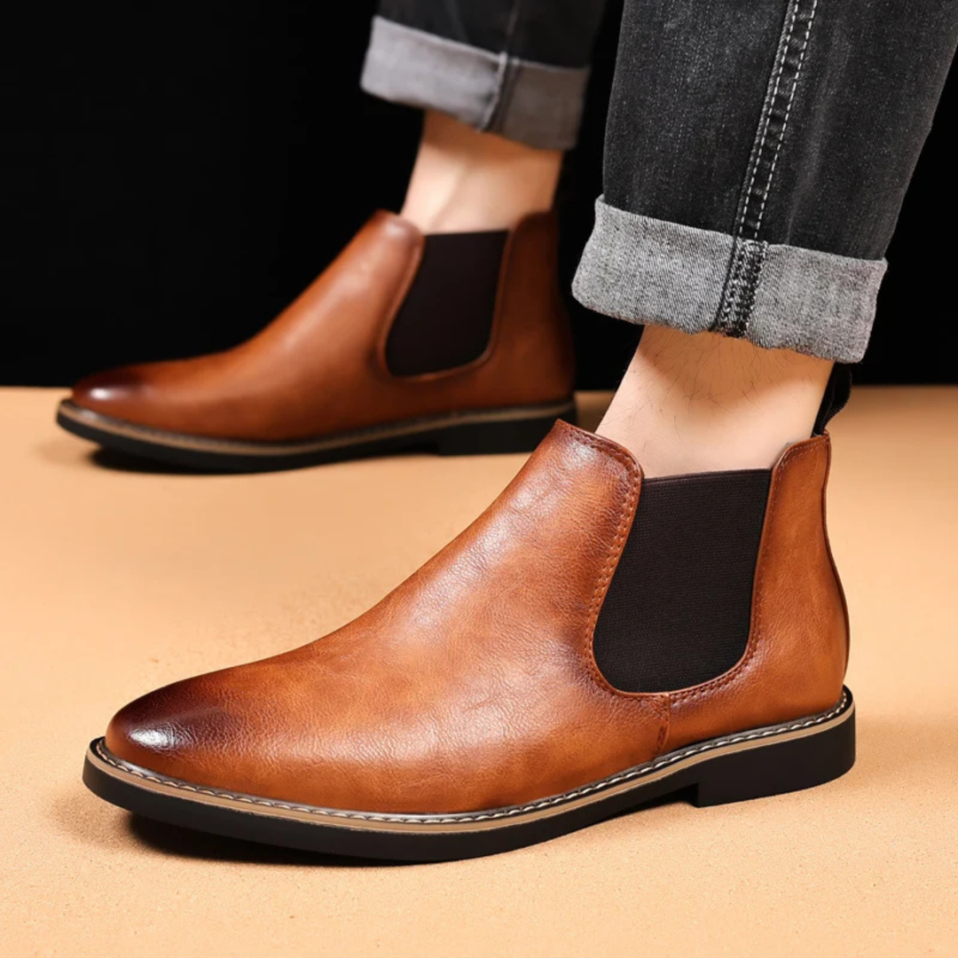 Freja Andersen | Herre afslappet Slip On Ankle læder Chelsea-støvler