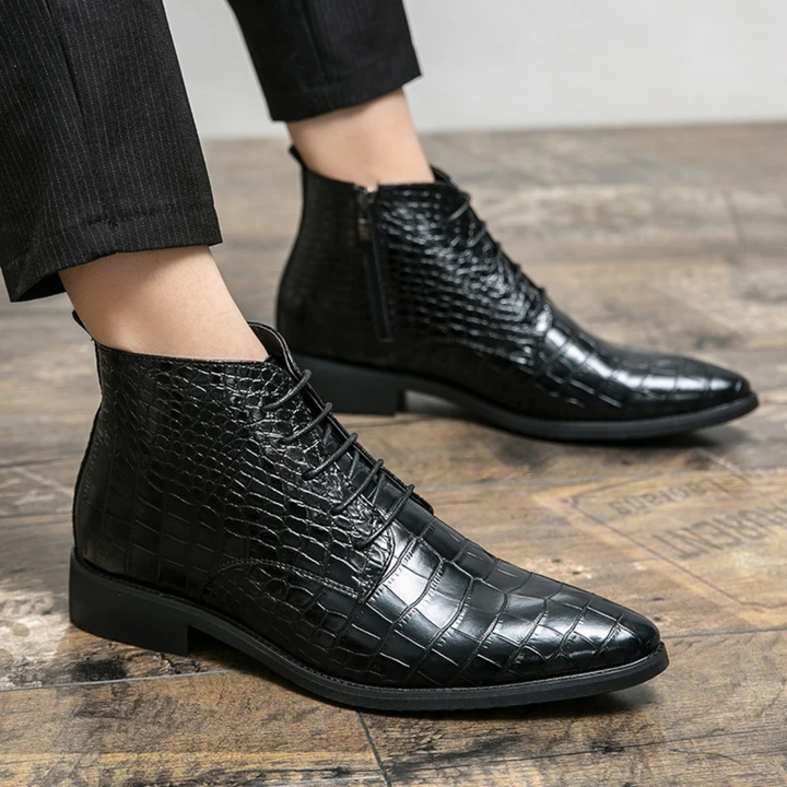 Stromboli | Herre Crocodile Pattern læder Ankle støvler - sort
