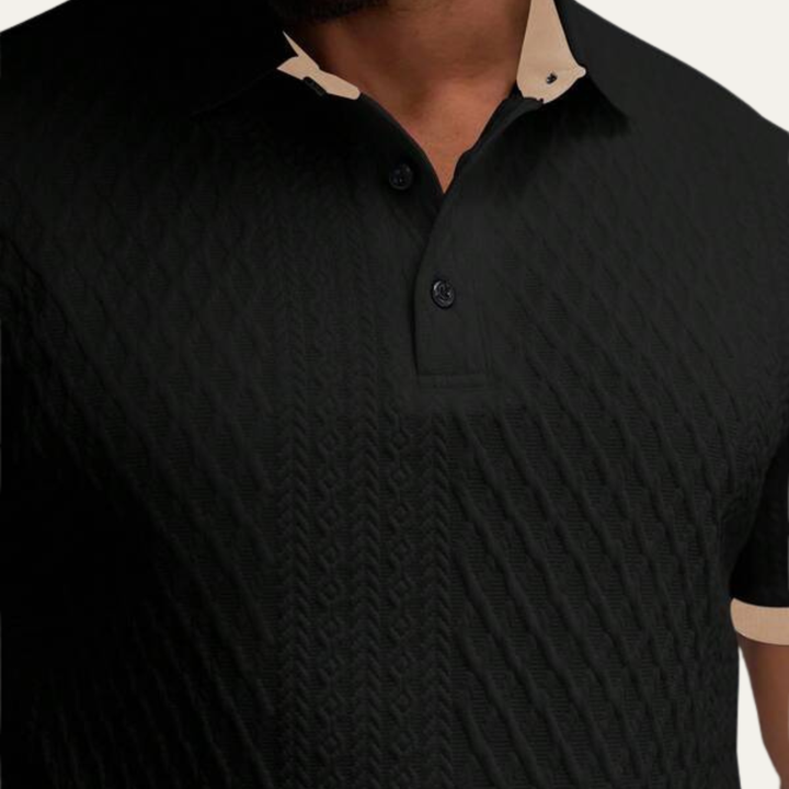 Cedarcrest Park herre Elegant tekstureret poloshirt med Contrast krave