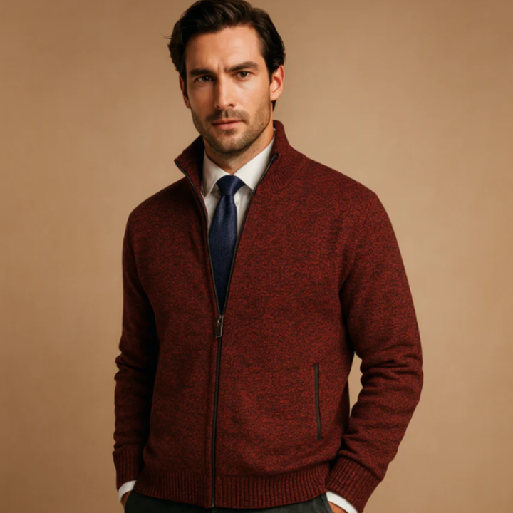 Glenwood | Herre klassisk strikket Zip cardigan med stående krave