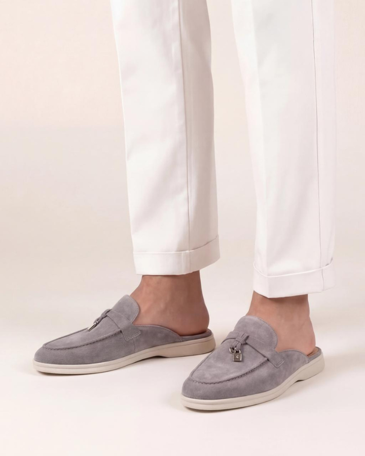 lysegrå Suède Mediterranean Mule