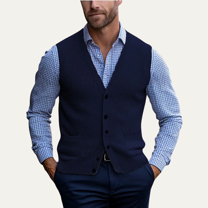 Freja Andersen | Herre stilren afslappet knap Front strik Vest