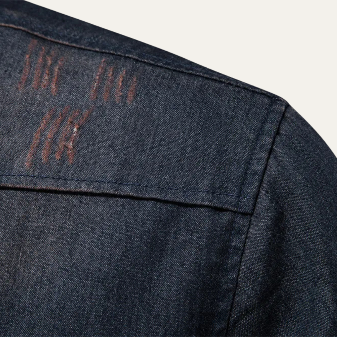 Freja Andersen | Herre trendy slim fit stående krave bomuld skjorte