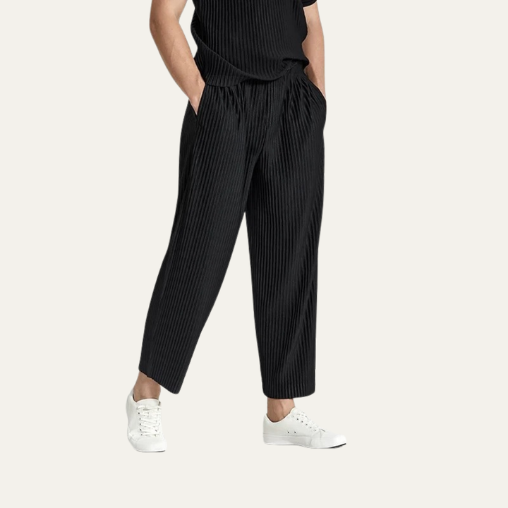 Aldercrest | Herre sommer plisserede Ice Silk Straight Leg bukser